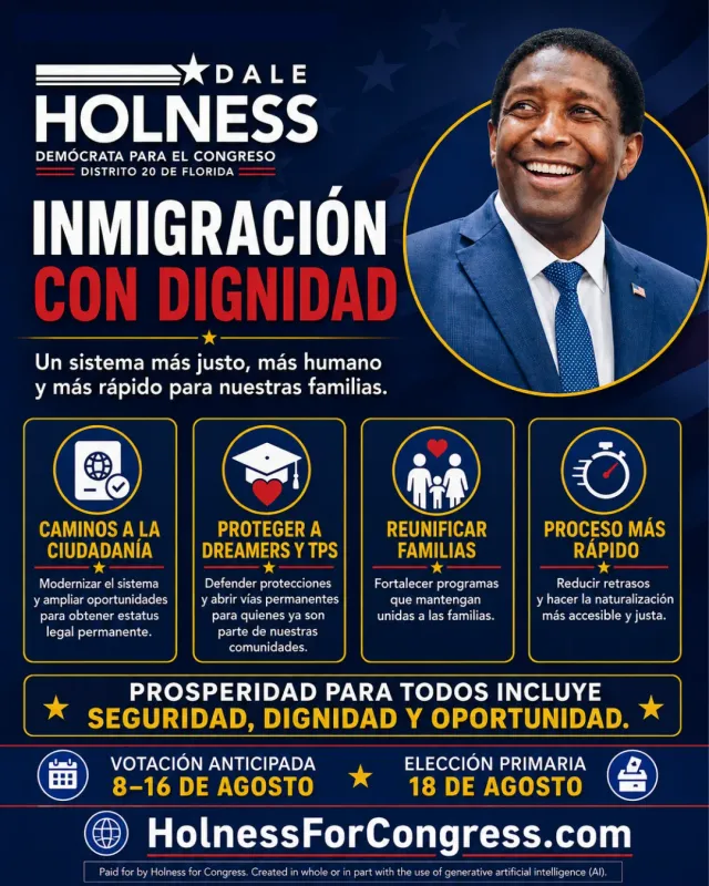 Spanish-language carousel slide on immigration with four icon cards