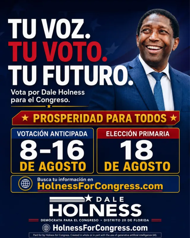 Closing slide of the Spanish-language carousel with early voting and primary dates