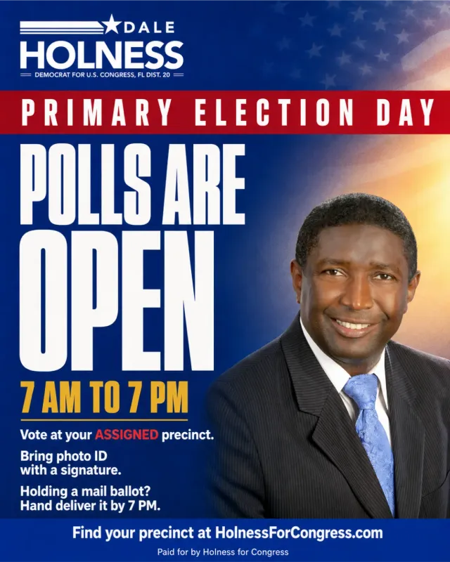 Election day post announcing the polls are open