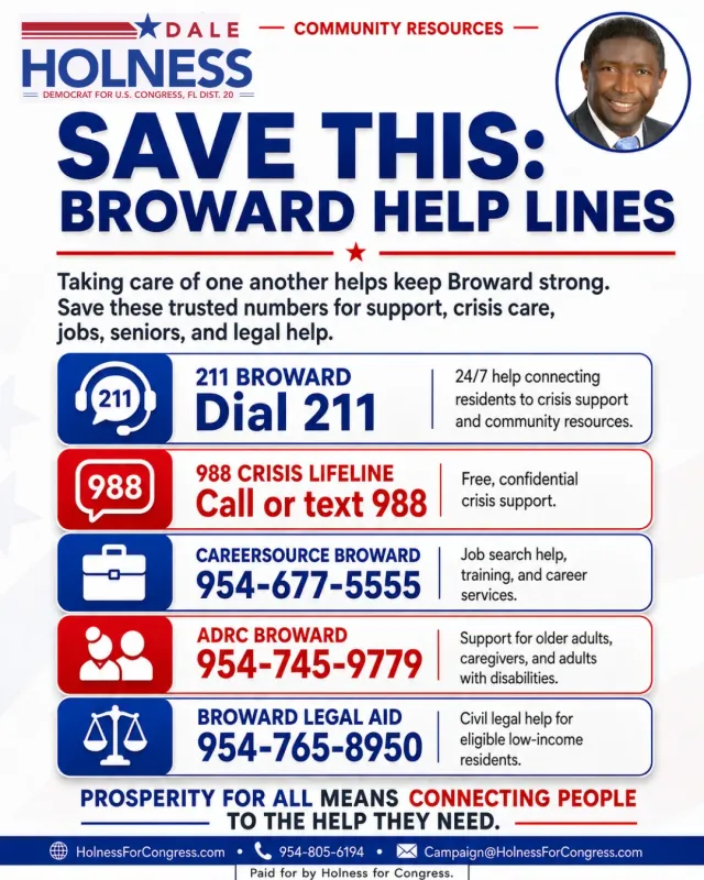 Save-this post listing Broward County help lines