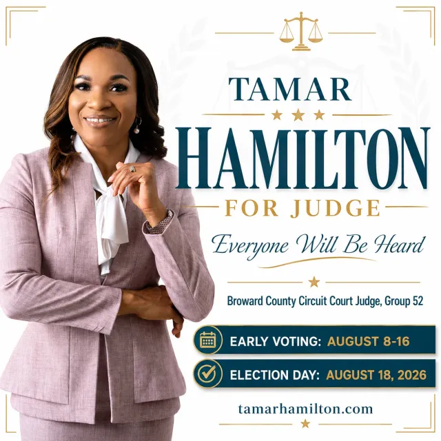 Square digital ad with the candidate portrait and the line Everyone Will Be Heard