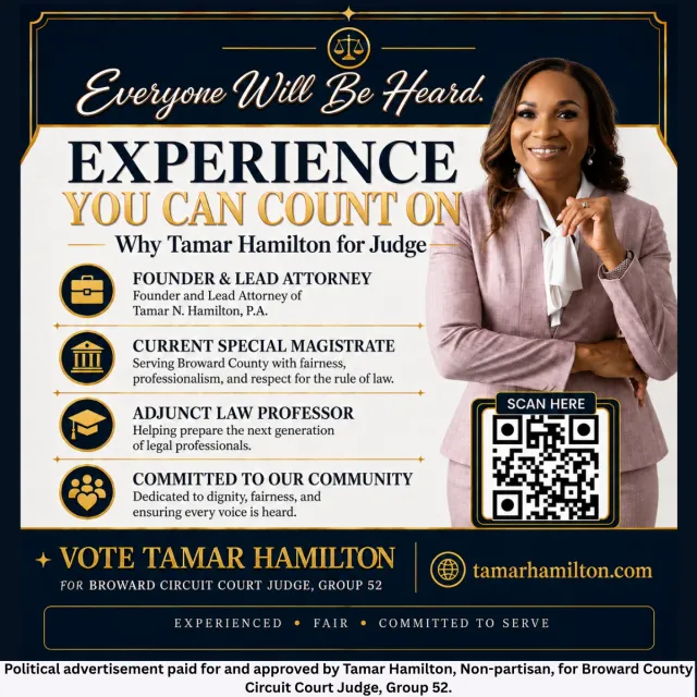 Square mailer back with the candidate biography